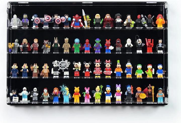 Actual product image iDisplayit Acrylic wall display for 60 LEGO® minifigures (with black background)