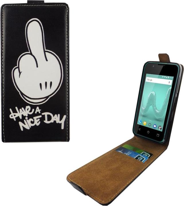 Actual product image König Design Wiko Sunny 2 Mobile Phone Case Protective Middle Finger Pocket Flip Cover Bumper Cases (Wiko Sunny 2)