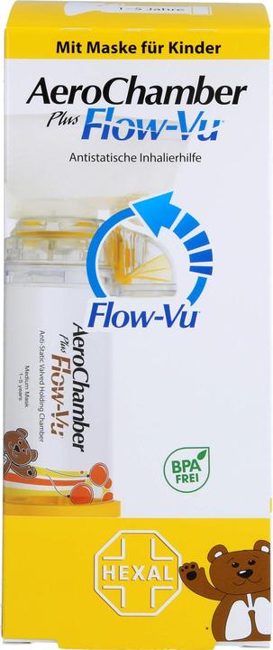 Actual product image Sandoz AeroChamber plus Flow-Vu with mask for children from 1-5 years, 1 pc. Inhalation aid