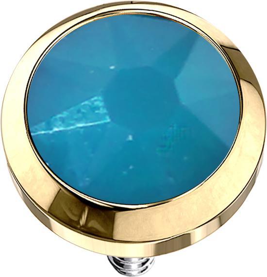 Produktbild Star Piercing Dermal Anchor vergoldet mit Opal blau (ohne Messing, Chirurgenstahl 316L)