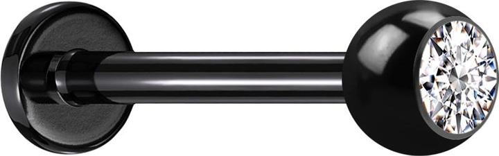 Produktbild Star Piercing Micro Threadless Labret schwarz mit Kugel Kristall silber (Chirurgenstahl 316L)