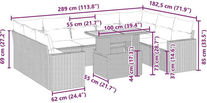 Produktbild VidaXL Gartenmöbel Sofa Garnitur Gartengarnitur Garten Sitzgruppe 10-tlg. Beige