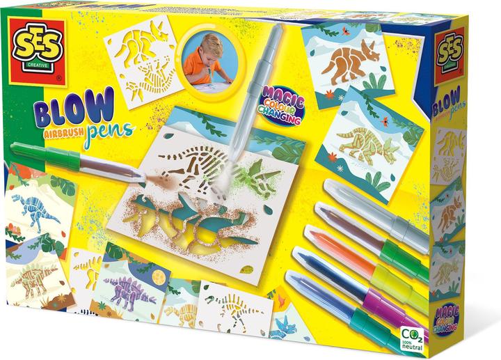 Ses Creative Blow Airbrush Pens - Dinosaurier mit magischem Farbwechsel