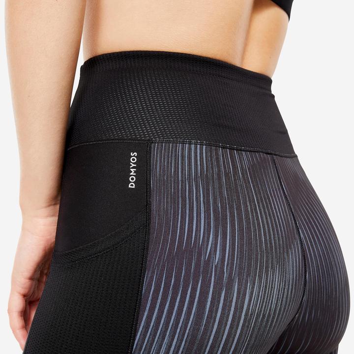 Image du produit Domyos Leggings femme avec poche pour smartphone - FTI 120 gris/noir imprimé (M)