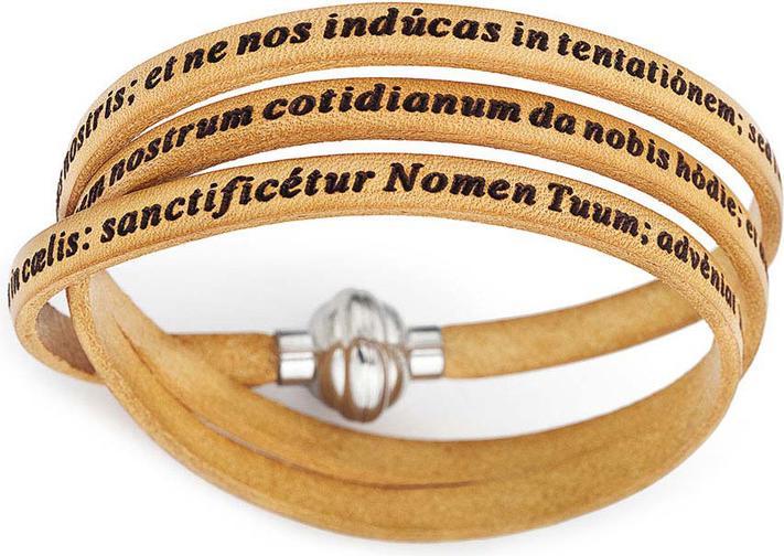 Amen Our Father Prayer Latin Armband (60 cm, Leder, Edelstahl)