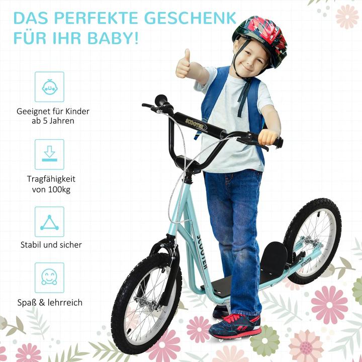 Actual product image Homcom Height-adjustable children's scooter with brake Lightweight light blue