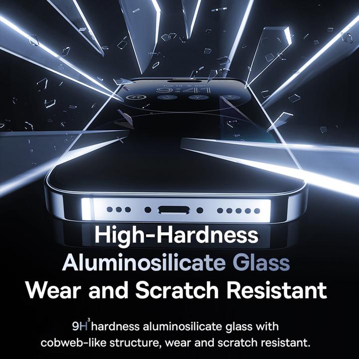 Actual product image Baseus iPhone 15 Pro Max Sapphire Series Screen Protector Bulletproof Glass with Privacy Screen (1 Piece, Apple iPhone 15 Pro Max)