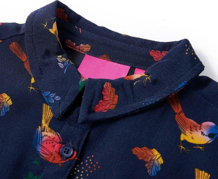 Produktbild VidaXL Kinderkleid mit Langen Ärmeln Marineblau (128)