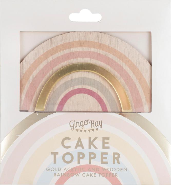 Produktbild Ginger Ray Cake Topper Regenbogen Happy Everything aus Holz