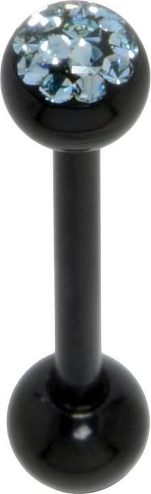 Actual product image Bijouteria Tongue piercing (PVD coating (black), Surgical steel 316L, Epoxy resin, Crystal)