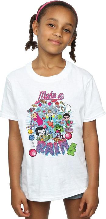 Actual product image Girls Teen Titans Go Make It Rain Cotton T-Shirt (140, 146)