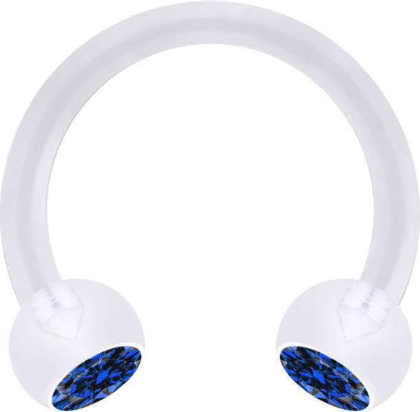 Actual product image Star Piercing Micro Circular Barbell transparent with two balls crystal dark blue (without brass, Bioflex)