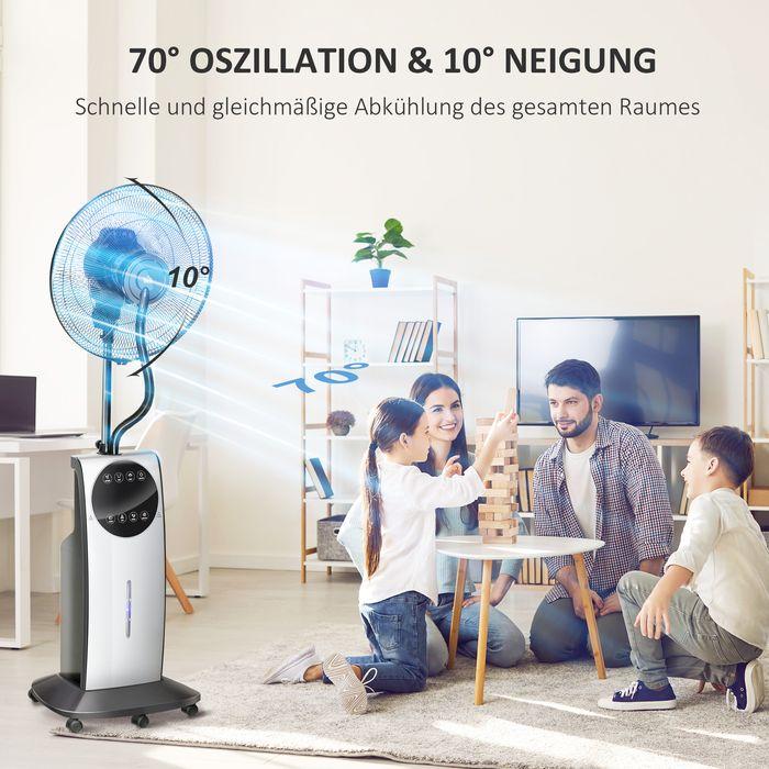 Image du produit Swisshandel24 Ventilateur sur pied avec brumisateur Ventilateur de refroidissement de 90W, réservoir d'eau de