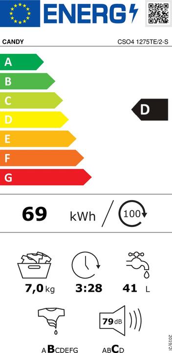 Energy Label Candy CSO4 1275TE/2-S (7 kg, Left)
