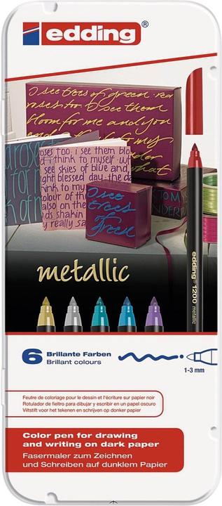Edding Fasermaler 1200 6er-Set (Silber, Violett, Grün, Gold, Blau, Rot, 6 x)