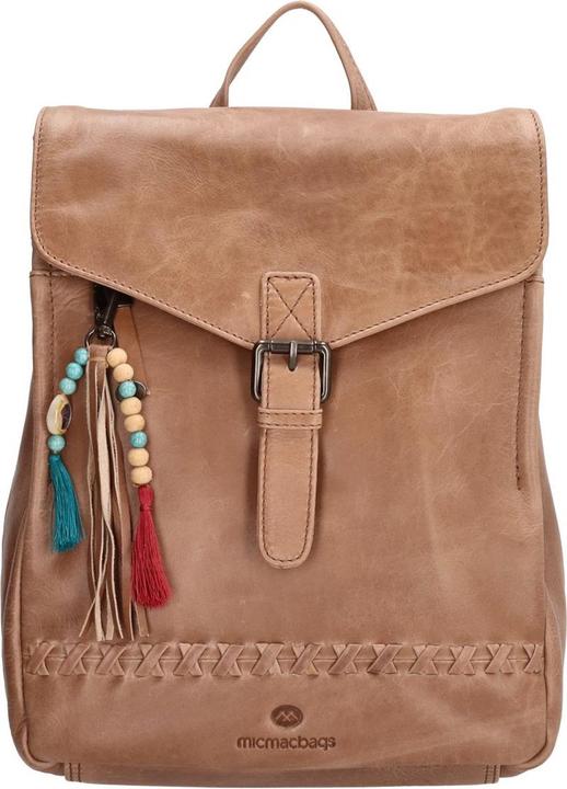 Micmacbags Friendship Rucksack - 100% Leder - Rucksack - Auch als Umhängetasche - Sand - 100% Leder