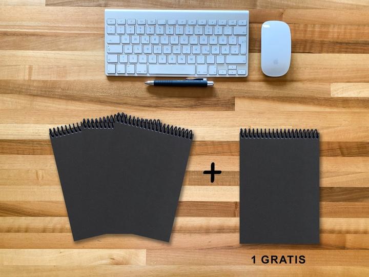 Actual product image A 5 notepad - set, 3+1 free, Luxury 80 pages BLACK ONYX GLITTER-OPTICS, dotted 5x5mm (A5)