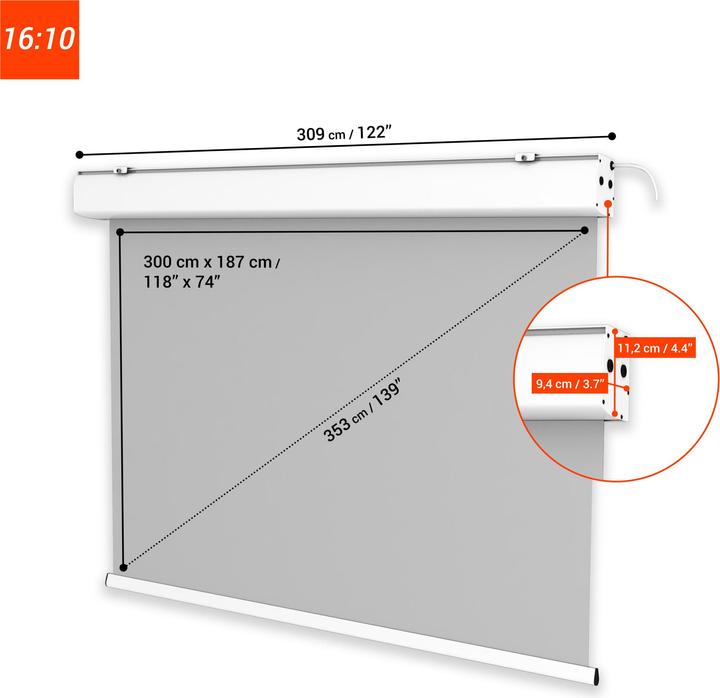 Produktbild Celexon Expert - Leinwand - Deckenmontage möglich, geeignet für Wandmontage - motorisier (139", 16:10)