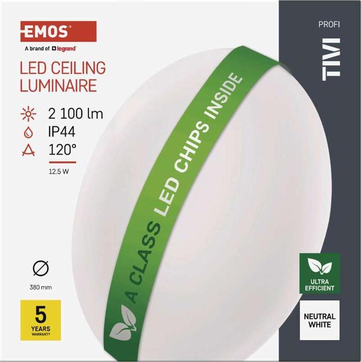 Immagine prodotto Emos Plafoniera LED TIVI, bianca rotonda 12,5W, IP44, bianco neutro (2100 lm)