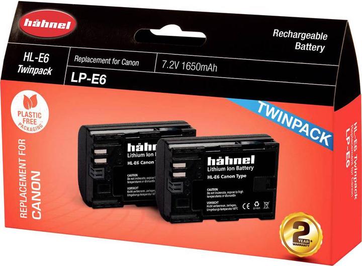 Immagine prodotto Hähnel HL-E6, batteria per 2 fotocamere sostituisce la batteria originale LP-E6 7,2 V 1650 mAh (Accumulatore di carica elettrica)