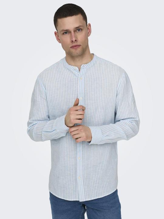 Produktbild Only & Sons Onscaiden Ls Mao Stripe Linen Shirt Noos Hemd (S)