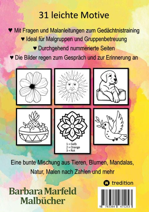 Produktbild Malbuch fr Senioren - Einfache Motive, Malen nach Zahlen, Einfache Muster, Gehirntraining