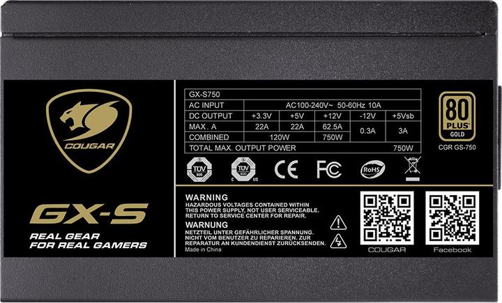 Actual product image Cougar GX-S 80 Plus Gold (750 W)