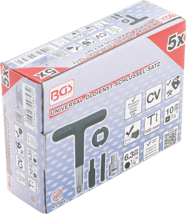 Immagine prodotto BGS Set di chiavi universali per tappi di drenaggio | per viti di drenaggio dell'olio in plastica |