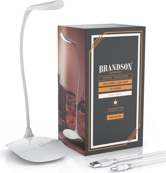 Actual product image Brandson USB Lamp, LED Desk Lamp, LED Table Lamp Bedside Lamp, 3 Brightness Levels (70 lm)