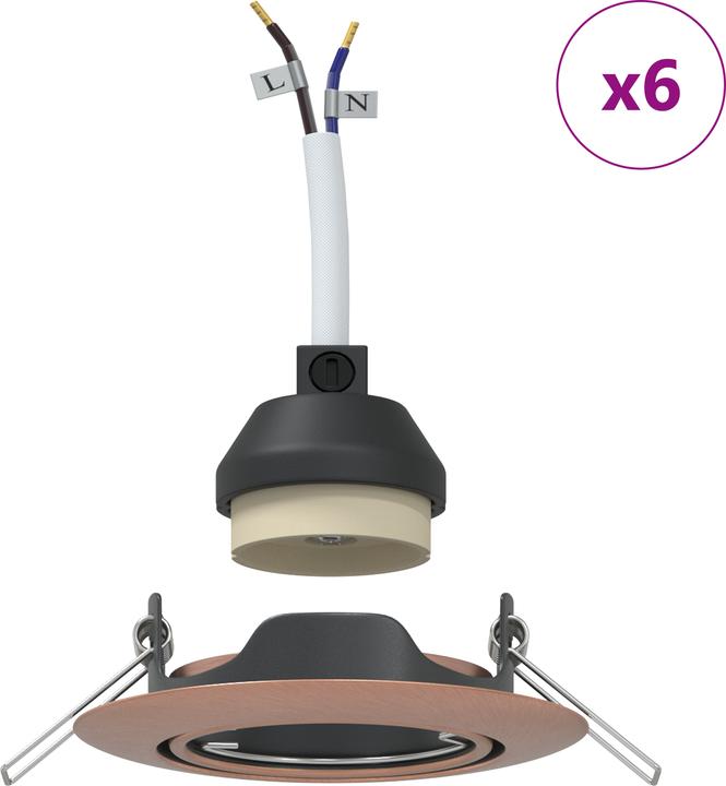 Produktbild VidaXL Lampen Set aus 6 Kupfer 9 cm Flush Mount Deckenleuchten Rund (GU10)