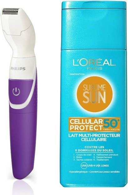 Produktbild Philips BikiniGenie BRT383/15 + L'Oréal Paris Sublime Sun Sonnencreme