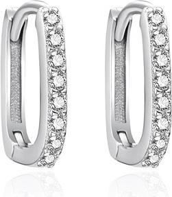 Agato - Silver oval earrings with zircons AGT-E144KW