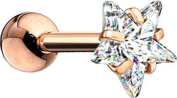 Produktbild Star Piercing Micro Barbell rosegold mit Kugel und Sternkristall (ohne Messing, Chirurgenstahl 316L)