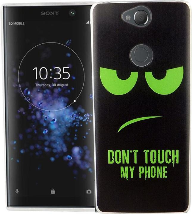 Produktbild König Design Sony Xperia XA2 Plus Handy Hülle Schutz Case Cover Etui Dont Touch My Phone Grün (Xperia XA2 Plus)