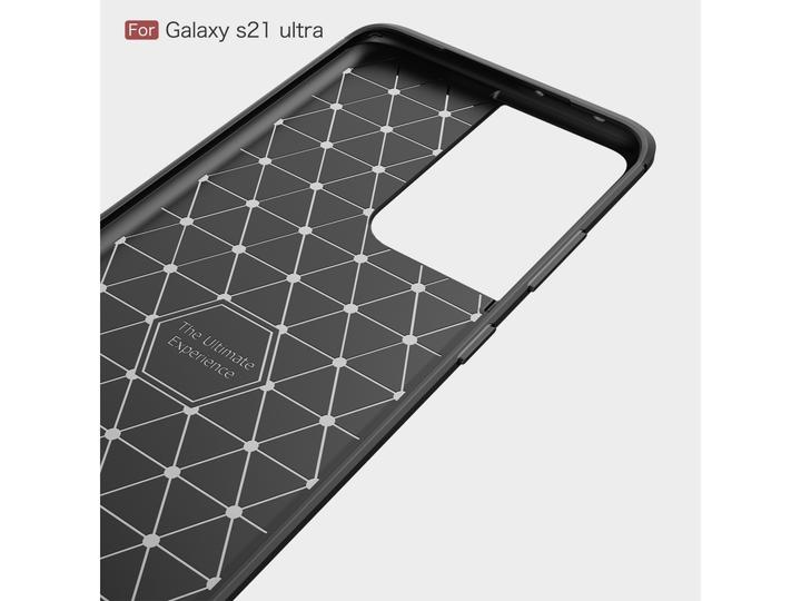 Actual product image Screenguard Samsung Galaxy S21 Ultra Cover Carbon Brushed Soft TPU (Samsung Galaxy S21 Ultra)