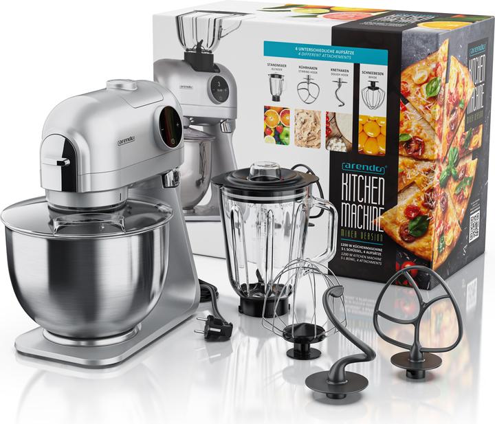 Actual product image Arendo Universal food processor with blender, mixer, 5 litre stainless steel bowl, kneading machine 1200W (1200 W)