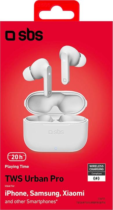 Produktbild SBS Urban Pro Kopfhörer True Wireless Stereo (TWS) im Ohr Anrufe/Musik Bluetooth Weiss (4 h, Kabellos)