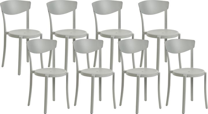 Immagine prodotto Beliani Sedia da pranzo in plastica grigio chiaro Set di 8 VIESTE