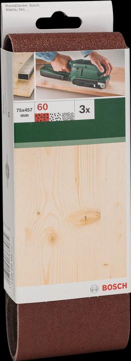 Actual product image Bosch Zubehör 3-piece sanding belt set for belt sander, red quality K = 60 (60)