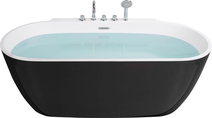 Produktbild Beliani Badewanne freistehend schwarz mit Armatur oval 170 x 80 cm ROTSO (286 l, 170 cm)