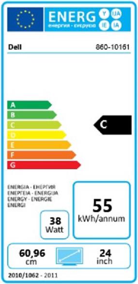 Etichetta energetica Dell UltraSharp U2412M (1920 x 1200 pixel, 24")