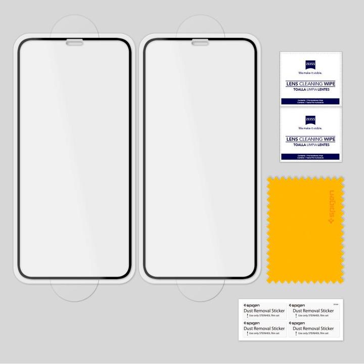 Produktbild Spigen Tempered Glass Glass Fc 2-Pack Iphone 11 Pro Black (2 Stück, Apple iPhone 11 Pro, Apple iPhone X, Apple iPhone XS)
