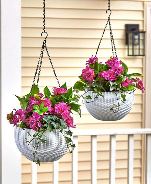 Produktbild HTI-Living Blumenampel Nessa Rattanoptik Weiss (22 cm)