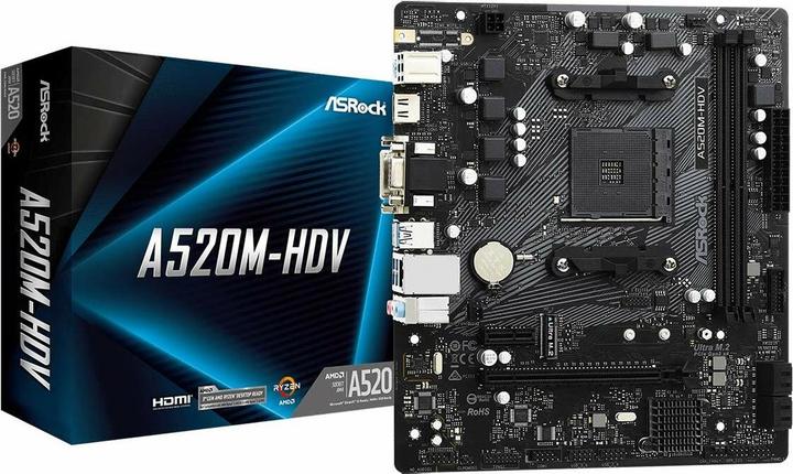 Immagine prodotto AsRock A520M-HDV (AM4, AMD SoC, mATX)