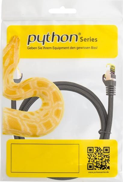 Produktbild Python ® Series RJ45 Patchkabel mitCat.7 Rohkabel, Rastnasenschutz (RNS®) und Nylongeflecht, S/FTP, PiMF, h (S/FTP, CAT7, 25 m)