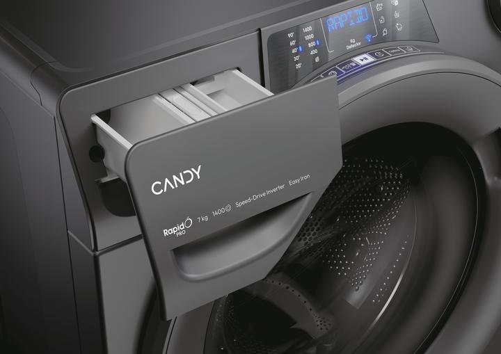 Produktbild Candy RP4 476BWMRR/1-S Washing Machine, A, Front loading, Depth 45 cm, 7 kg, Anthracite (7 kg, Links)