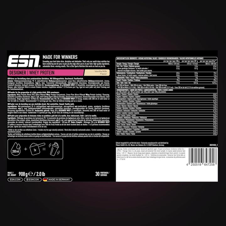 Produktbild ESN Designer Whey Protein (Vanille, Milk, 30 Stk., 908 g)
