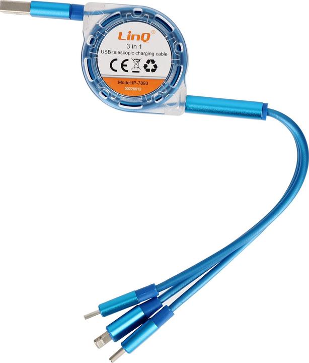 Actual product image LinQ IP-7893 3-in-1 cable (1 m, USB 3.1)