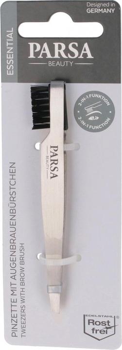 Image du produit Parsa Beauty Pince à épiler Parsa 2en1 avec brosse à sourcils, argentée