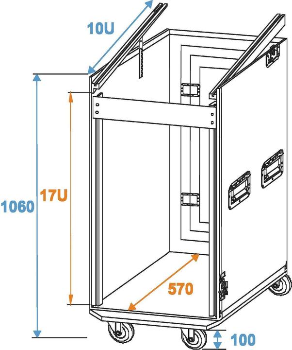Produktbild Roadinger Spezial-Kombi-Case Profi, 17 HE, rollbar (19" Case)
